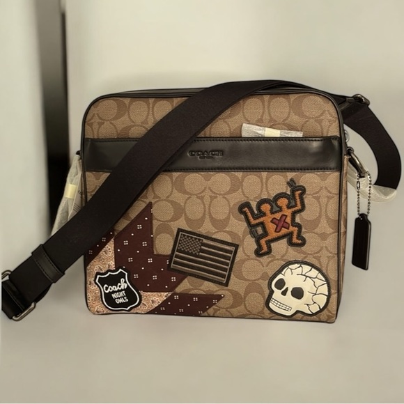 NWT Limited Edition Coach Keith Haring Brown and Black Crossbody Bag - Picture 6 of 12